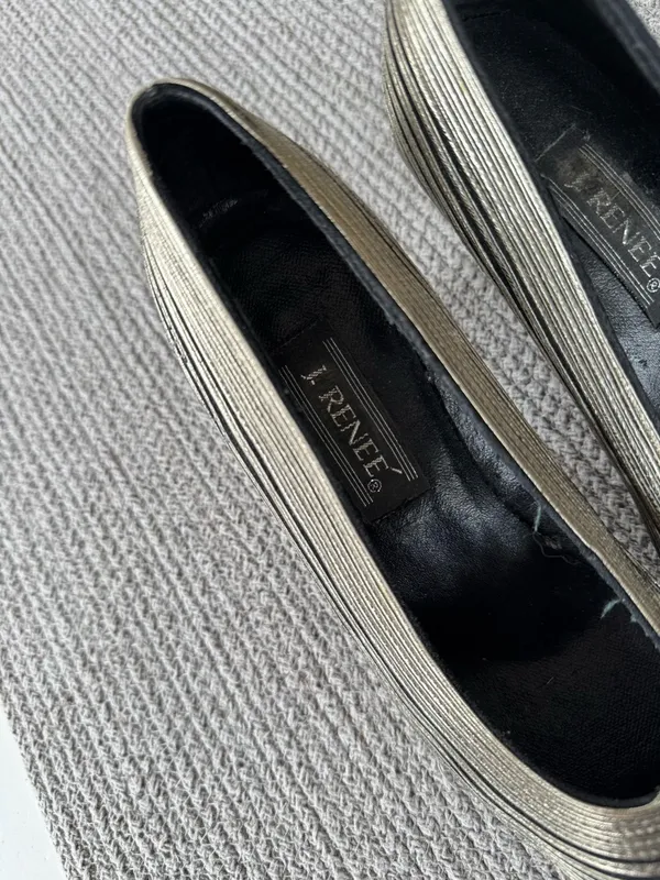 Vintage 80s 90s J. Renee Gold Silver Metallic Pumps Heels Size 8 - Image 3