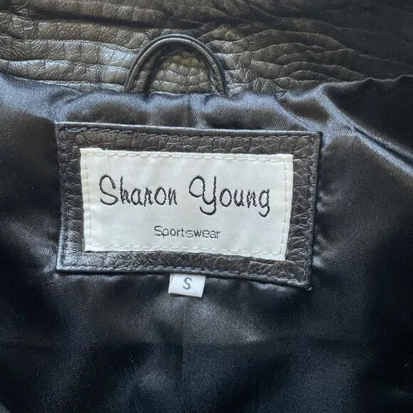 Sharon Young Sportswear Vest Size S‎ Genuine Leather Black Snake Print - Image 2