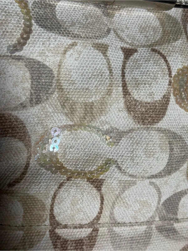 Coach Kristin Swing Bag Crossbody Sequin Signature white Brown - Image 3