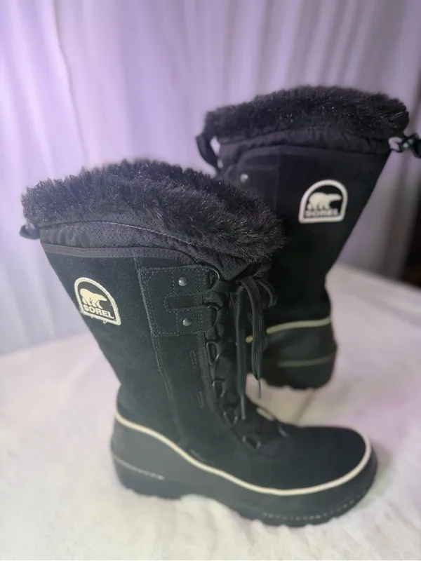 Sorel Black Lace-Up Women's Winter Tall Boot with Faux-Fur Trim - Image 3