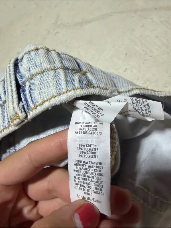 Aerie Light Blue Distressed Denim Shorts medium - Image 7