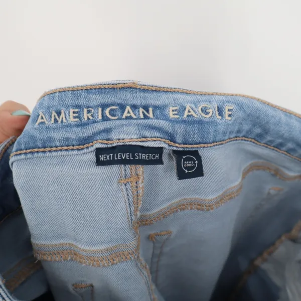 American Eagle Outfitters Jeans Womens 8 Blue Denim Next Level Stretch Raw Hem - Image 3