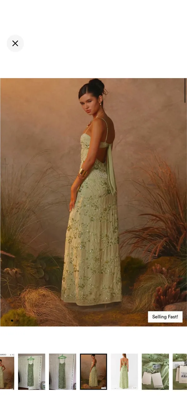 Peppermayo Celandine Beaded Green Maxi Formal Dress Women's Size 6 - Image 2