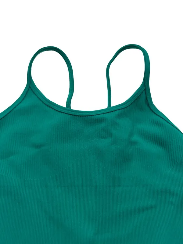 Amazon Brands Green Ribbed Racerback Romper Fitted Adjustable Small Women's - Image 12