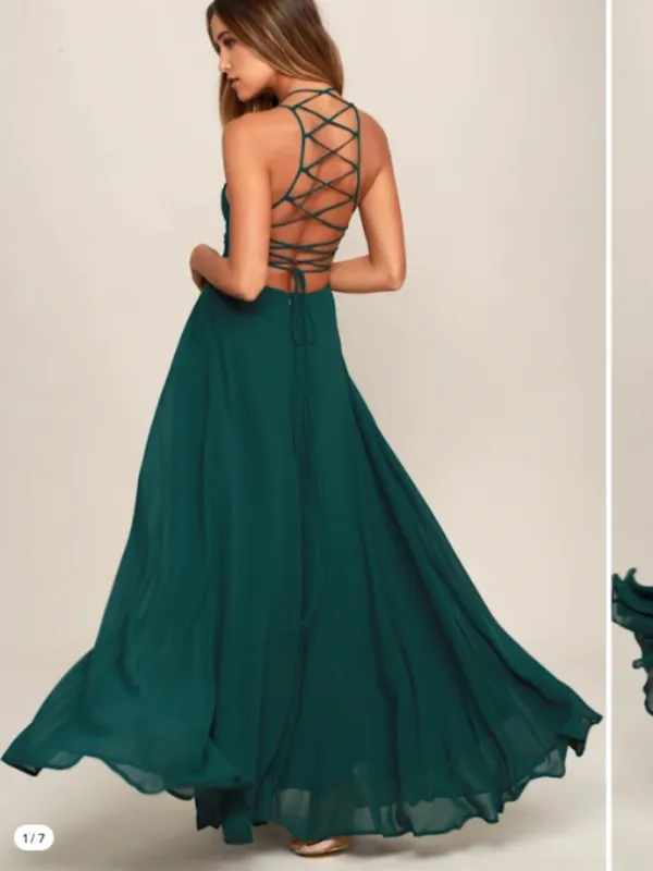 LULUS Sexy Chic Flowy Strappy Back Prom Romantic Flowy Bridesmaid Wedding Formal - Image 2
