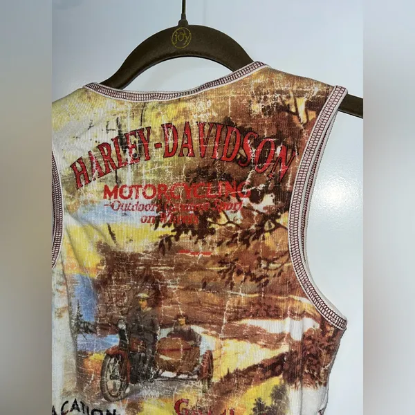 Harley Davidson Motorcycles VTG Streetwear Tank Ribbed Biker Babe Y2K Grunge Med - Image 12