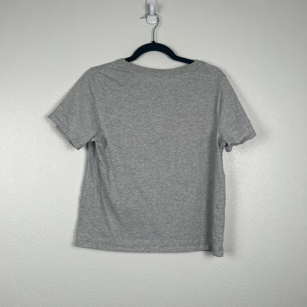 Good American Women's Short Sleeve V Neck Cotton Tee Shirt Grey‎ Sz 1 (S) - Image 6