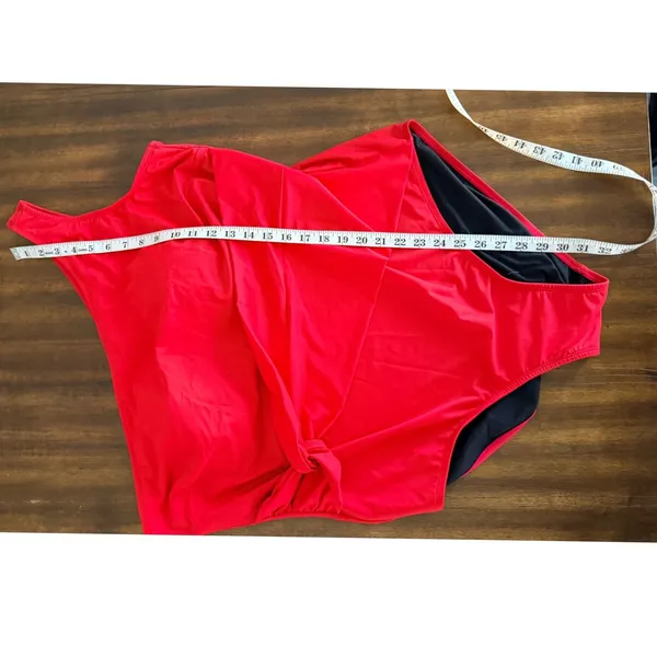 Coastal‎ Blue Womens 3X Red One Shoulder Side Tie Ruched One Piece Swimsuit - Image 10