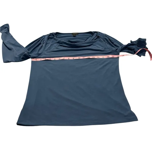 Ann Taylor blue top with draped neckline - Image 3