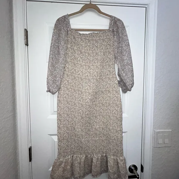 New, Worth Collective Cameron Smocked Ruffle Midi Dress Size M - Image 12
