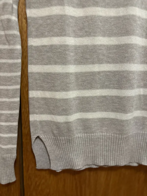 T/o Sweaters Beige and White Striped Sweater - Image 4