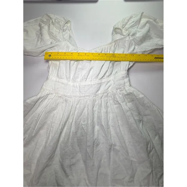 SheIn White Babydoll Mini Dress Puff Sleeve Cottagecore Milkmaid Size Medium - Image 2
