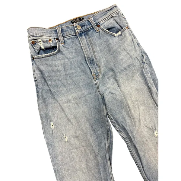 Abercrombie & Fitch Ultra High Rise Mom Jeans Light Wash Distressed Blue 29/8R - Image 2