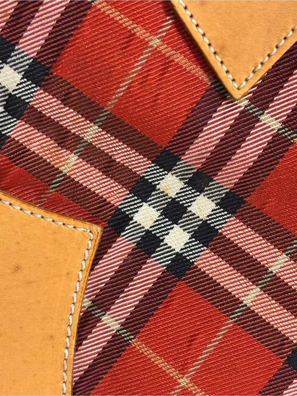 Vintage Burberry Blue label nova red plaid Boston Bowling Bag canvas leather - Image 9
