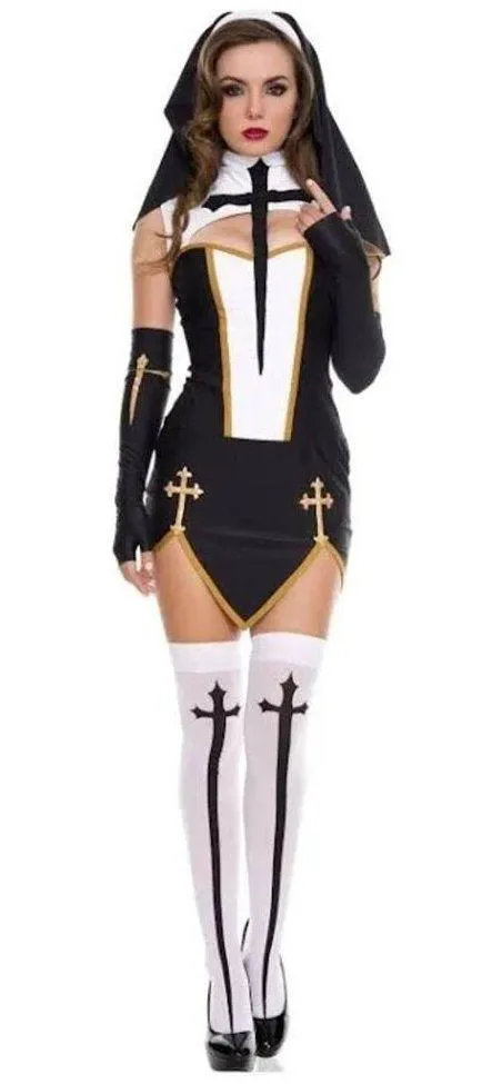 NEW Music Legs Bad Habit Naughty Nun Costume Size S/M - Image 2