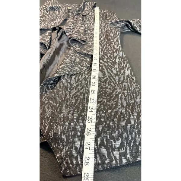 Kasper Womens Metallic Silver Black Zebra Print Ruffle Open Front Jacket Size 6 - Image 11