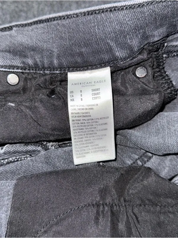 American Eagle Womens AE Ex Boyfriend Jeans Size 8 Short Black Gray Baggy Loose - Image 9