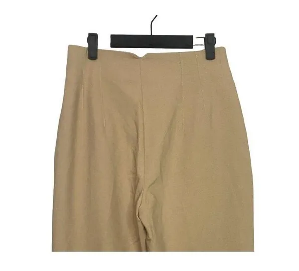 Zara High Rise Tapered Trousers Pleated Slash Pockets L Cream #1942 - Image 7