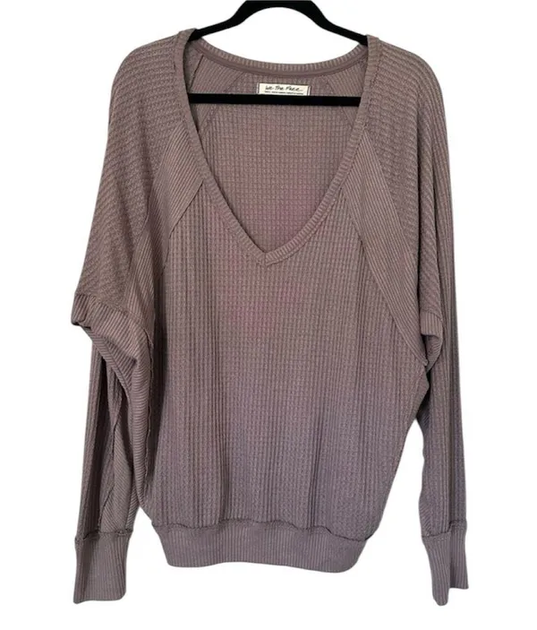 Free People Santa Clara Thermal Waffle Knit Long Sleeve Womens Small - Image 3