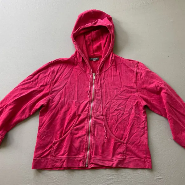 Vintage Y2K Henri Bendel Pink Crop Cotton Zip Up Hoodie - Image 2