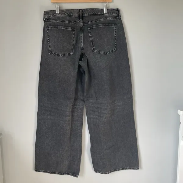Old Navy Low Rise Baggy Wide Leg Denim Jeans Pants Cotton Blend Black Size 12 - Image 2