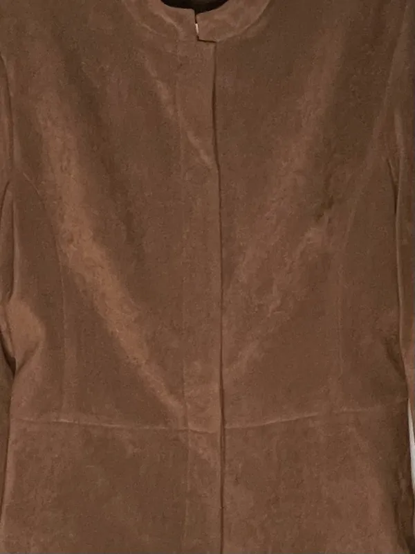 VTG 90s Amanda Smith Faux Suede Minimalist Jacket Brown Size 8 ~ Excellent - Image 5