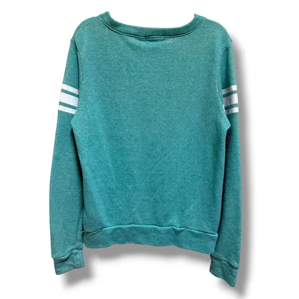 Delia's Whatevs 01 Varsity Graphic Sweatshirt Teal Blue Y2K Crewneck XS USA Made - Image 4