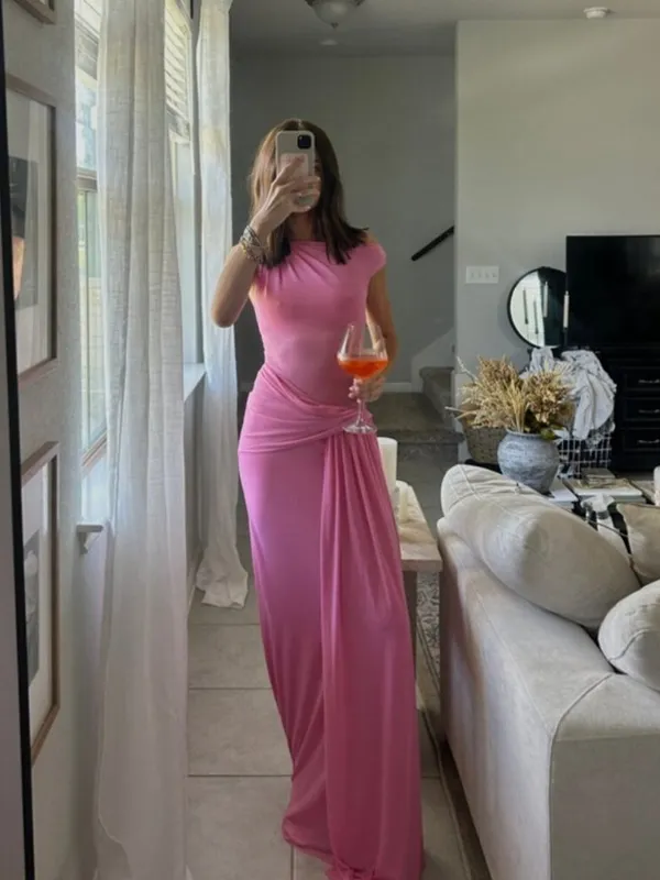 MISHA The Sisal Mesh Maxi Dress in Orchard Pink Size Medium - Image 2