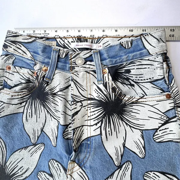 Levis x Farm Rio Ribcage Straight Jeans Womens 24 Blue Tropical Ankle High Rise - Image 7