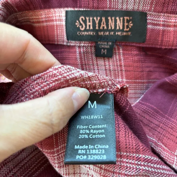 Shyanne Maroon Plaid Long Sleeve Rhinestone Embellished Open Back Button Down - Image 6