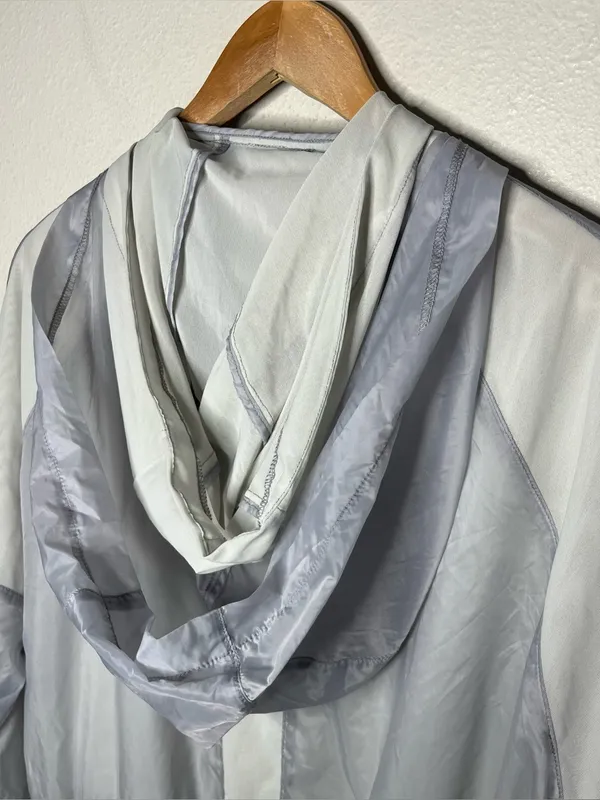 Alo Yoga Dove Grey Aqua Sheer Hooded Full Zip Jacket Size Medium - Image 5