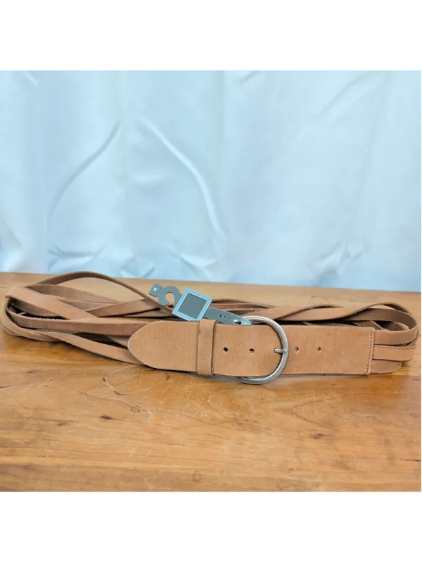 New Vachetta Leather Segmented Belt XL Brown - Image 4