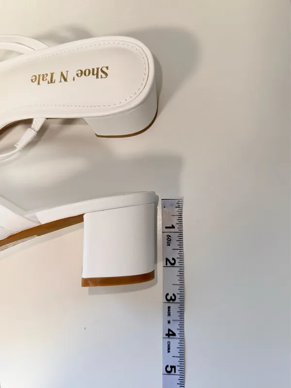 Shoe’N Tale White Strappy Chunky Block Sandals Heels Bridal Wedding New - Image 5