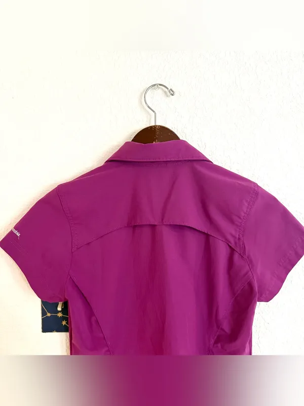 Columbia Women’s Shirt Purple Button Up Omni Shield Short Sleeve Size Small - Image 4