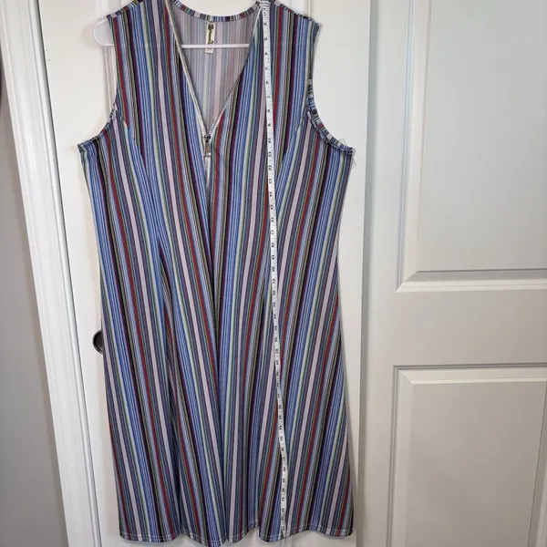 Shoreline Women's Sleeveless Striped Maxi Dress Zip Front Stretch Colorful XL - Image 11