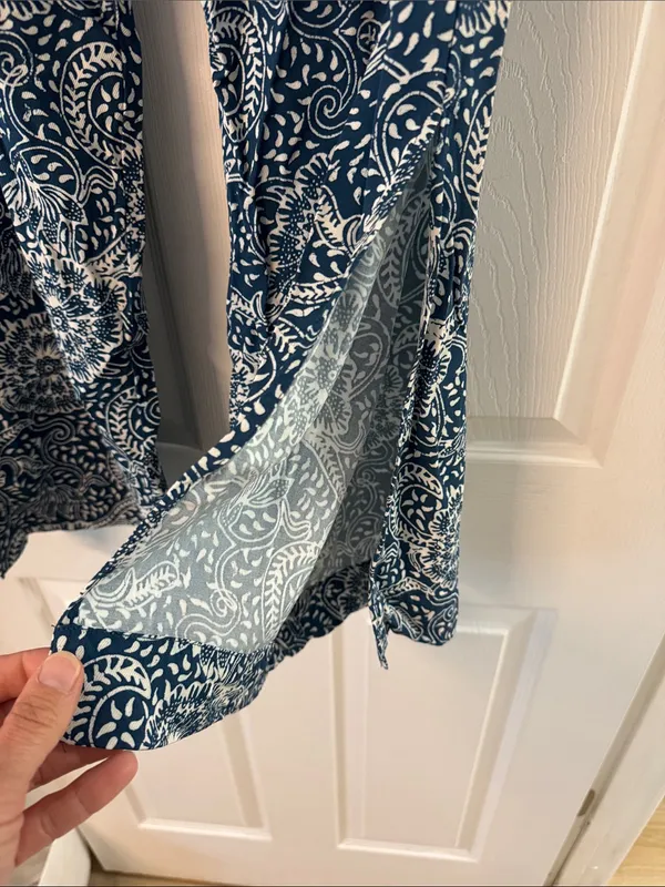 Maeve Navy and White Paisley Wide-Leg Pants - Image 2