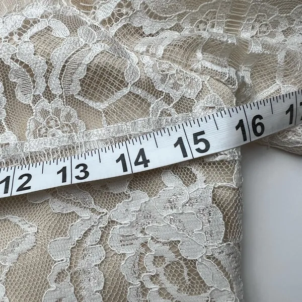 White Lace Mini Dress Mesh Illusion Sheer Small - Image 5