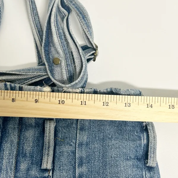 FRAME Womens Skyline Mix Denim Le Overalls‎ Suspender Raw Hem Jeans Size 25 - Image 13