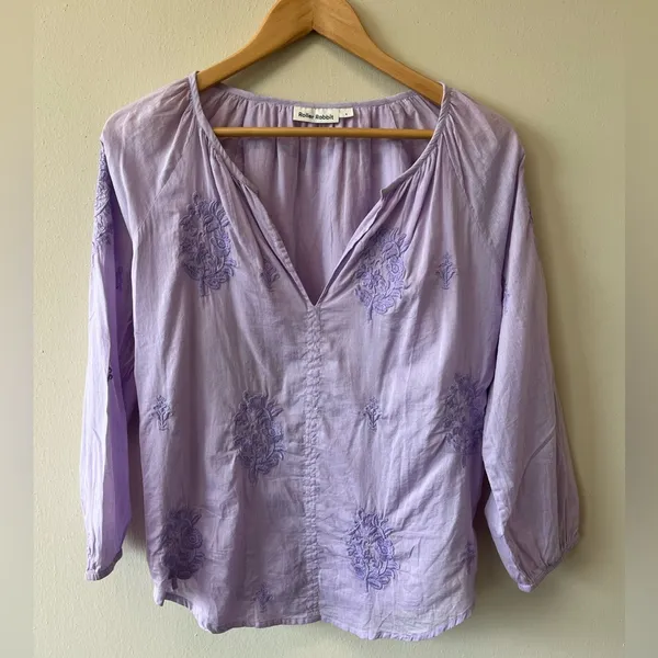 Roller Rabbit Lilac Purple embroidered lightweight top - Image 2