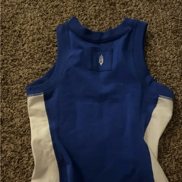 Blue and White Women's Tank Top Size XS - Image 2