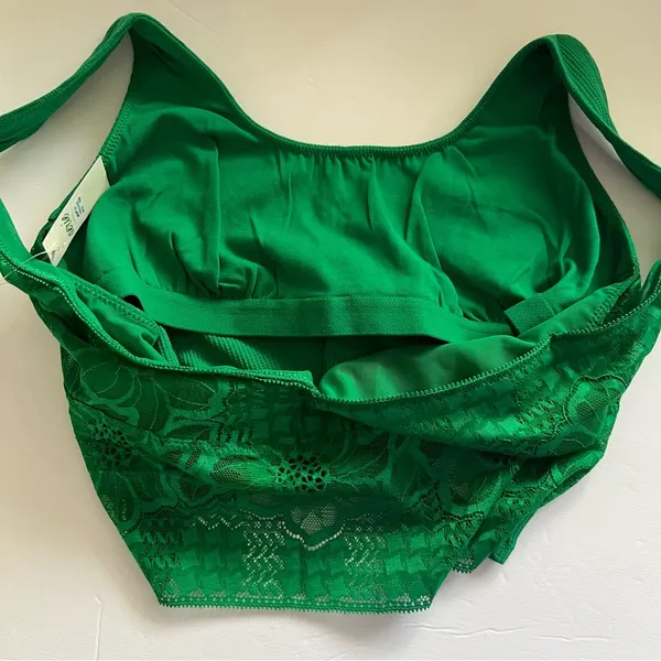Aerie Holiday Best Lace Waffle Longline Bralette in Everglade Size M New - Image 6