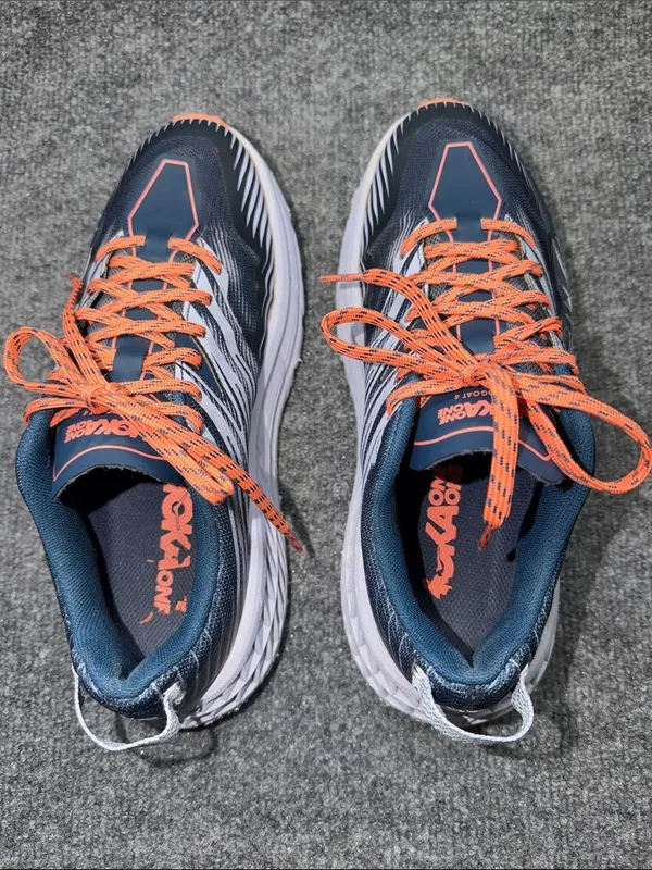 Hoka One One Navy and Orange Speedgoat Trail Sneakers - Image 6