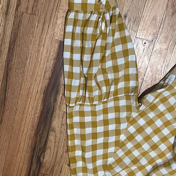 Maeve Mustard Gingham Peplum Blouse Women’s L 3/4 Sleeve Tunic - Image 7