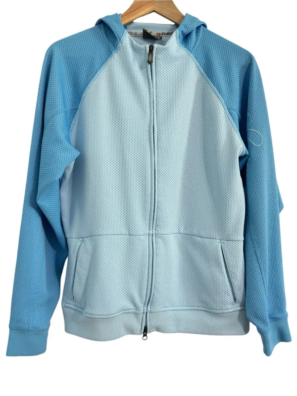 Salomon Womens Snowboard Ski Hoodie / Jacket Blue Textured Zip Pockets L - Image 2