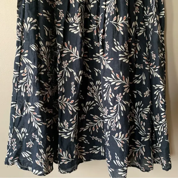 Zara Penny Ruched Black Floral Linen Blend Boho Puff Midi Dress Size Small - Image 13