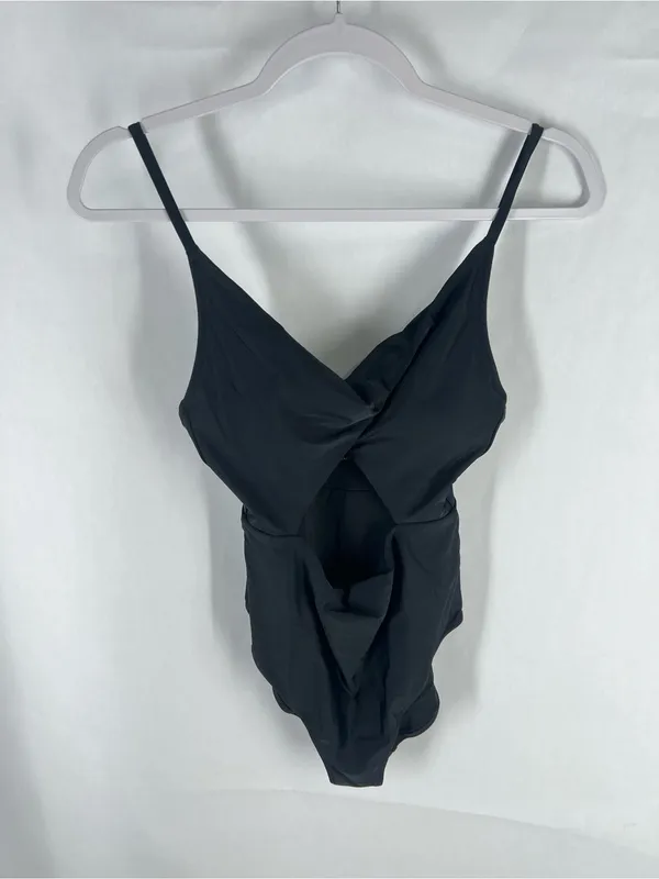 Aerie Twist Cutout One Piece Swimsuit Black Size M NWT - Image 2