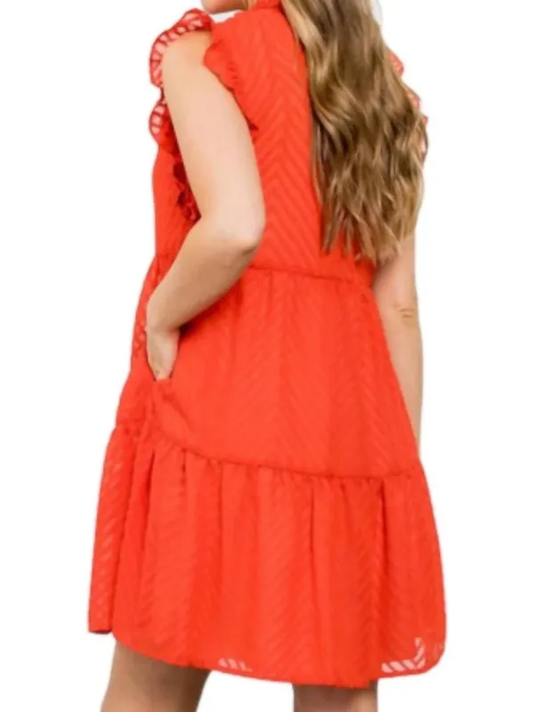 THML Women's To The Venue Dress In Terracotta MIDI new tiered S - Image 2