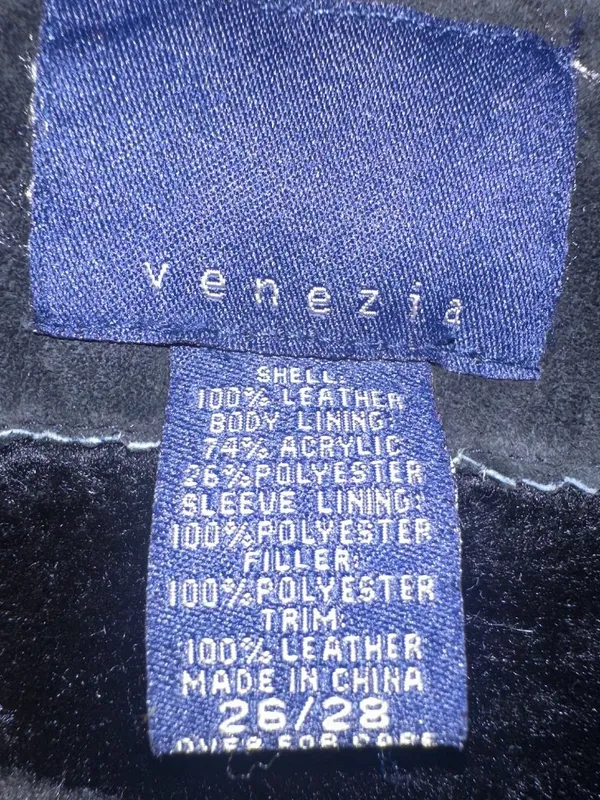 Venezia Womens 26/28 Black Genuine Leather Jacket Plus Size Plush Trim Vintage - Image 4