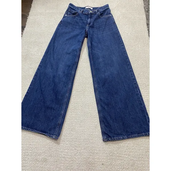 MNG Mango High Rise Wide Leg Jeans Womens US 4 100% Cotton - Image 14