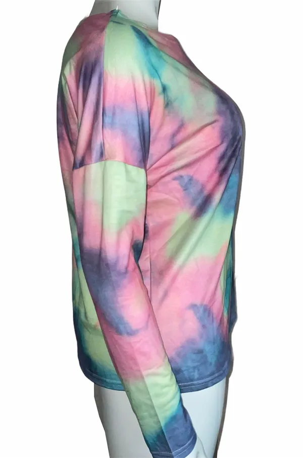 Long Sleeve Tie Dye Top Multiple Size XL - Image 2
